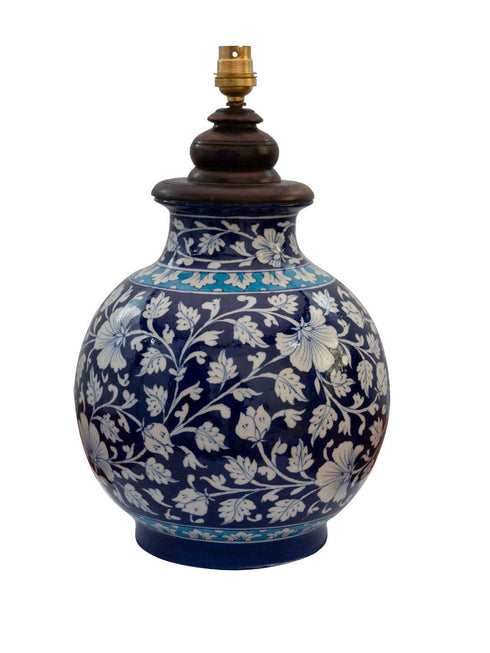 Blue pottery Matka Table Lamp (Without Shade)